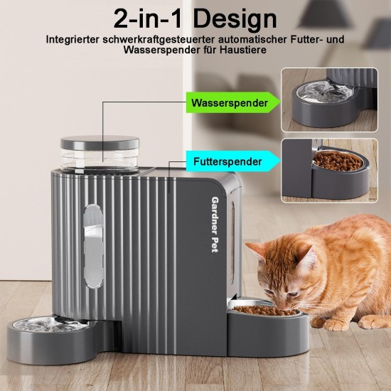 Gardner Pet Automatic Feeder for Cats/Dogs, 2 Bowls (6 L x 2), Automatic Cat Feeder and Water Dispenser Dog with Stainless Steel Bowl, No Electricity, BPA-Free, Gravity Cat Food, Automatic Black Gardner Pet Automatic Feeder for Cats/Dogs, 2 Bowls (6 L x 2), Automatic Cat Feeder and Water Dispenser Dog with Stainless Steel Bowl, No Electricity, BPA-Free, Gravity Cat Food, Automatic Black