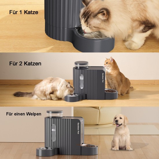 Gardner Pet Automatic Feeder for Cats/Dogs, 2 Bowls (6 L x 2), Automatic Cat Feeder and Water Dispenser Dog with Stainless Steel Bowl, No Electricity, BPA-Free, Gravity Cat Food, Automatic Black Gardner Pet Automatic Feeder for Cats/Dogs, 2 Bowls (6 L x 2), Automatic Cat Feeder and Water Dispenser Dog with Stainless Steel Bowl, No Electricity, BPA-Free, Gravity Cat Food, Automatic Black