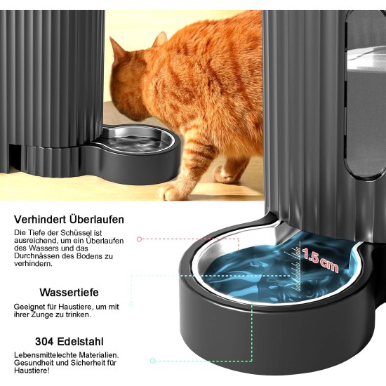 Gardner Pet Automatic Feeder for Cats/Dogs, 2 Bowls (6 L x 2), Automatic Cat Feeder and Water Dispenser Dog with Stainless Steel Bowl, No Electricity, BPA-Free, Gravity Cat Food, Automatic Black Gardner Pet Automatic Feeder for Cats/Dogs, 2 Bowls (6 L x 2), Automatic Cat Feeder and Water Dispenser Dog with Stainless Steel Bowl, No Electricity, BPA-Free, Gravity Cat Food, Automatic Black