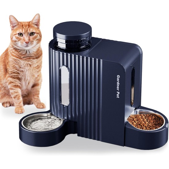 Gardner Pet Automatic Feeder for Cats/Dogs, 2 Bowls (6 L x 2), Automatic Cat Feeder and Water Dispenser Dog with Stainless Steel Bowl, No Electricity, BPA-Free, Gravity Cat Food, Automatic Black Gardner Pet Automatic Feeder for Cats/Dogs, 2 Bowls (6 L x 2), Automatic Cat Feeder and Water Dispenser Dog with Stainless Steel Bowl, No Electricity, BPA-Free, Gravity Cat Food, Automatic Black