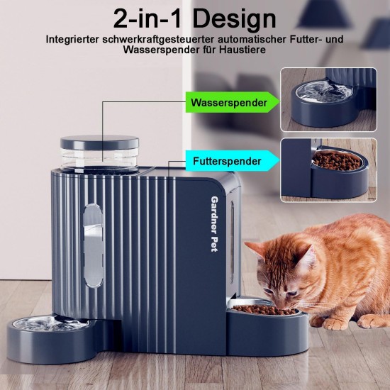 Gardner Pet Automatic Feeder for Cats/Dogs, 2 Bowls (6 L x 2), Automatic Cat Feeder and Water Dispenser Dog with Stainless Steel Bowl, No Electricity, BPA-Free, Gravity Cat Food, Automatic Black Gardner Pet Automatic Feeder for Cats/Dogs, 2 Bowls (6 L x 2), Automatic Cat Feeder and Water Dispenser Dog with Stainless Steel Bowl, No Electricity, BPA-Free, Gravity Cat Food, Automatic Black