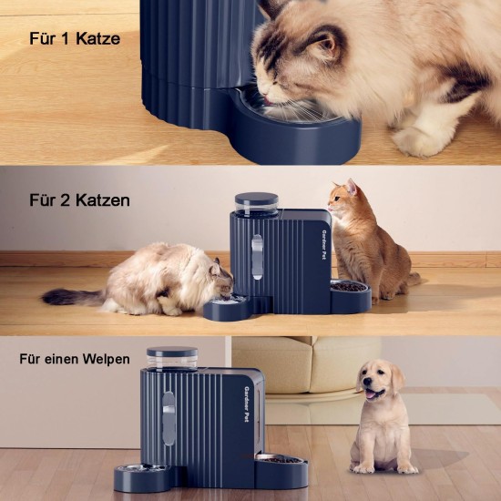Gardner Pet Automatic Feeder for Cats/Dogs, 2 Bowls (6 L x 2), Automatic Cat Feeder and Water Dispenser Dog with Stainless Steel Bowl, No Electricity, BPA-Free, Gravity Cat Food, Automatic Black Gardner Pet Automatic Feeder for Cats/Dogs, 2 Bowls (6 L x 2), Automatic Cat Feeder and Water Dispenser Dog with Stainless Steel Bowl, No Electricity, BPA-Free, Gravity Cat Food, Automatic Black