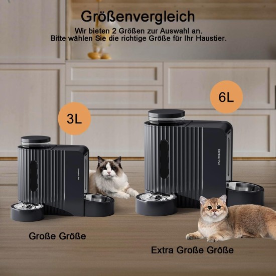 Gardner Pet Automatic Feeder for Cats/Dogs, 2 Bowls (6 L x 2), Automatic Cat Feeder and Water Dispenser Dog with Stainless Steel Bowl, No Electricity, BPA-Free, Gravity Cat Food, Automatic Black Gardner Pet Automatic Feeder for Cats/Dogs, 2 Bowls (6 L x 2), Automatic Cat Feeder and Water Dispenser Dog with Stainless Steel Bowl, No Electricity, BPA-Free, Gravity Cat Food, Automatic Black