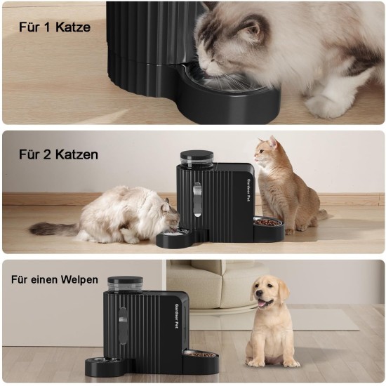 Gardner Pet Automatic Feeder for Cats/Dogs, 2 Bowls (6 L x 2), Automatic Cat Feeder and Water Dispenser Dog with Stainless Steel Bowl, No Electricity, BPA-Free, Gravity Cat Food, Automatic Black Gardner Pet Automatic Feeder for Cats/Dogs, 2 Bowls (6 L x 2), Automatic Cat Feeder and Water Dispenser Dog with Stainless Steel Bowl, No Electricity, BPA-Free, Gravity Cat Food, Automatic Black