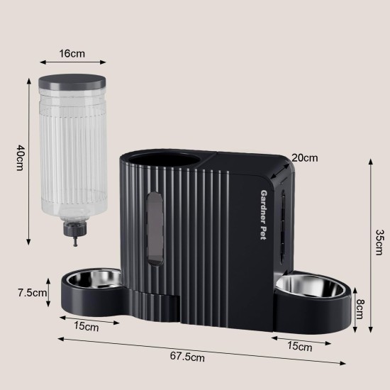 Gardner Pet Automatic Feeder for Cats/Dogs, 2 Bowls (6 L x 2), Automatic Cat Feeder and Water Dispenser Dog with Stainless Steel Bowl, No Electricity, BPA-Free, Gravity Cat Food, Automatic Black Gardner Pet Automatic Feeder for Cats/Dogs, 2 Bowls (6 L x 2), Automatic Cat Feeder and Water Dispenser Dog with Stainless Steel Bowl, No Electricity, BPA-Free, Gravity Cat Food, Automatic Black