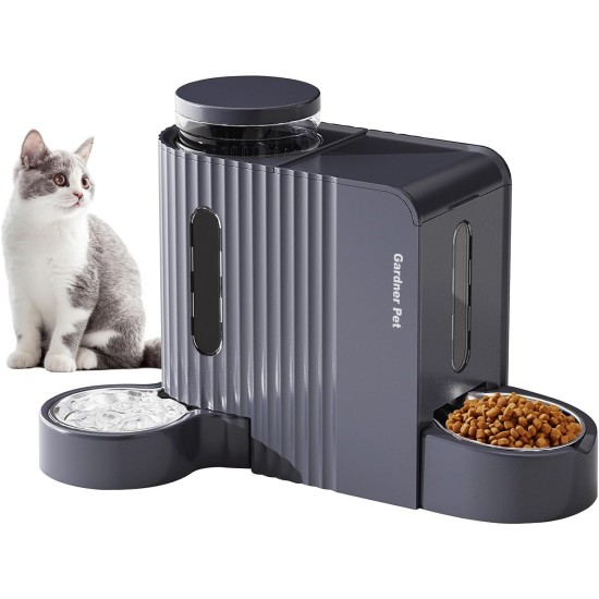 Gardner Pet Automatic Feeder for Cats/Dogs, 2 Bowls (6 L x 2), Automatic Cat Feeder and Water Dispenser Dog with Stainless Steel Bowl, No Electricity, BPA-Free, Gravity Cat Food, Automatic Black Gardner Pet Automatic Feeder for Cats/Dogs, 2 Bowls (6 L x 2), Automatic Cat Feeder and Water Dispenser Dog with Stainless Steel Bowl, No Electricity, BPA-Free, Gravity Cat Food, Automatic Black