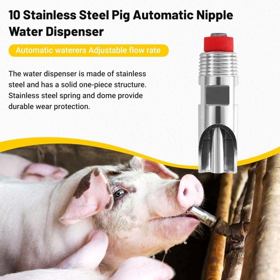 Gokelomg 10 Automatischer Nippel Wasser Aus Edelstahl Schwein, Automatische Wasser Düse, Trink Nippel Gokelomg 10 Automatischer Nippel Wasser Aus Edelstahl Schwein, Automatische Wasser Düse, Trink Nippel