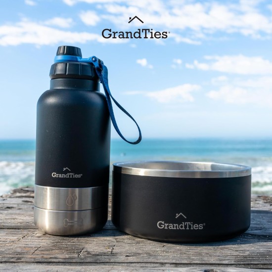 GrandTies Insulated Portable Dog Water Bottle with 2 Removable Dog Bowl Dispenser, Leakproof Travel Container for Dog Food, Dog Accessories for Walking, Hiking, Camping (950ml, Powder Green) GrandTies Insulated Portable Dog Water Bottle with 2 Removable Dog Bowl Dispenser, Leakproof Travel Container for Dog Food, Dog Accessories for Walking, Hiking, Camping (950ml, Powder Green)