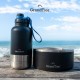 GrandTies Insulated Portable Dog Water Bottle with 2 Removable Dog Bowl Dispenser, Leakproof Travel Container for Dog Food, Dog Accessories for Walking, Hiking, Camping (950ml, Powder Green) GrandTies Insulated Portable Dog Water Bottle with 2 Removable Dog Bowl Dispenser, Leakproof Travel Container for Dog Food, Dog Accessories for Walking, Hiking, Camping (950ml, Powder Green)