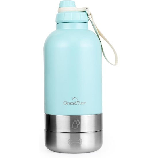 GrandTies Insulated Portable Dog Water Bottle with 2 Removable Dog Water Bowl Dispensers | Leak-proof Dog Food Travel Container | Dog Accessories for Dogs Walking, Hiking, Camping (1.8 Litre) GrandTies Insulated Portable Dog Water Bottle with 2 Removable Dog Water Bowl Dispensers | Leak-proof Dog Food Travel Container | Dog Accessories for Dogs Walking, Hiking, Camping (1.8 Litre)