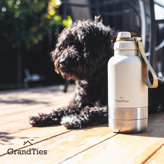 GrandTies Insulated Portable Dog Water Bottle with 2 Removable Dog Water Bowl Dispensers | Leak-proof Dog Food Travel Container | Dog Accessories for Dogs Walking, Hiking, Camping (1.8 Litre) GrandTies Insulated Portable Dog Water Bottle with 2 Removable Dog Water Bowl Dispensers | Leak-proof Dog Food Travel Container | Dog Accessories for Dogs Walking, Hiking, Camping (1.8 Litre)