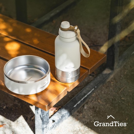 GrandTies Insulated Portable Dog Water Bottle with 2 Removable Dog Water Bowl Dispensers | Leak-proof Dog Food Travel Container | Dog Accessories for Dogs Walking, Hiking, Camping (1.8 Litre) GrandTies Insulated Portable Dog Water Bottle with 2 Removable Dog Water Bowl Dispensers | Leak-proof Dog Food Travel Container | Dog Accessories for Dogs Walking, Hiking, Camping (1.8 Litre)