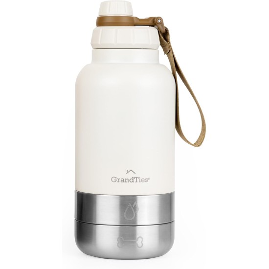 GrandTies Insulated Portable Dog Water Bottle with 2 Removable Dog Water Bowl Dispensers | Leak-proof Dog Food Travel Container | Dog Accessories for Dogs Walking, Hiking, Camping (1.8 Litre) GrandTies Insulated Portable Dog Water Bottle with 2 Removable Dog Water Bowl Dispensers | Leak-proof Dog Food Travel Container | Dog Accessories for Dogs Walking, Hiking, Camping (1.8 Litre)