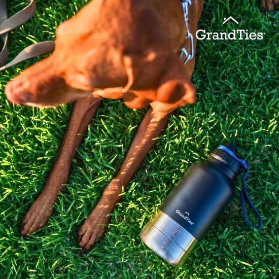 GrandTies Insulated Portable Dog Water Bottle with 2 Removable Dog Water Bowl Dispensers | Leak-proof Dog Food Travel Container | Dog Accessories for Dogs Walking, Hiking, Camping (1.8 Litre) GrandTies Insulated Portable Dog Water Bottle with 2 Removable Dog Water Bowl Dispensers | Leak-proof Dog Food Travel Container | Dog Accessories for Dogs Walking, Hiking, Camping (1.8 Litre)