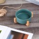 Green Ceramic Dog Bowl, Feeding Bowl for Dogs and Cats with Solid Wood Stand (Pack of 2) Green Ceramic Dog Bowl, Feeding Bowl for Dogs and Cats with Solid Wood Stand (Pack of 2)