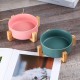 Green Ceramic Dog Bowl, Feeding Bowl for Dogs and Cats with Solid Wood Stand (Pack of 2) Green Ceramic Dog Bowl, Feeding Bowl for Dogs and Cats with Solid Wood Stand (Pack of 2)