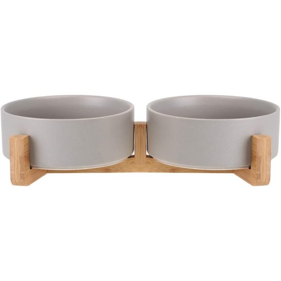 Green Ceramic Dog Bowl, Feeding Bowl for Dogs and Cats with Solid Wood Stand (Pack of 2) Green Ceramic Dog Bowl, Feeding Bowl for Dogs and Cats with Solid Wood Stand (Pack of 2)