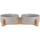 Green Ceramic Dog Bowl, Feeding Bowl for Dogs and Cats with Solid Wood Stand (Pack of 2) Green Ceramic Dog Bowl, Feeding Bowl for Dogs and Cats with Solid Wood Stand (Pack of 2)