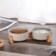 Green Ceramic Dog Bowl, Feeding Bowl for Dogs and Cats with Solid Wood Stand (Pack of 2) Green Ceramic Dog Bowl, Feeding Bowl for Dogs and Cats with Solid Wood Stand (Pack of 2)