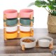 Green Ceramic Dog Bowl, Feeding Bowl for Dogs and Cats with Solid Wood Stand (Pack of 2) Green Ceramic Dog Bowl, Feeding Bowl for Dogs and Cats with Solid Wood Stand (Pack of 2)