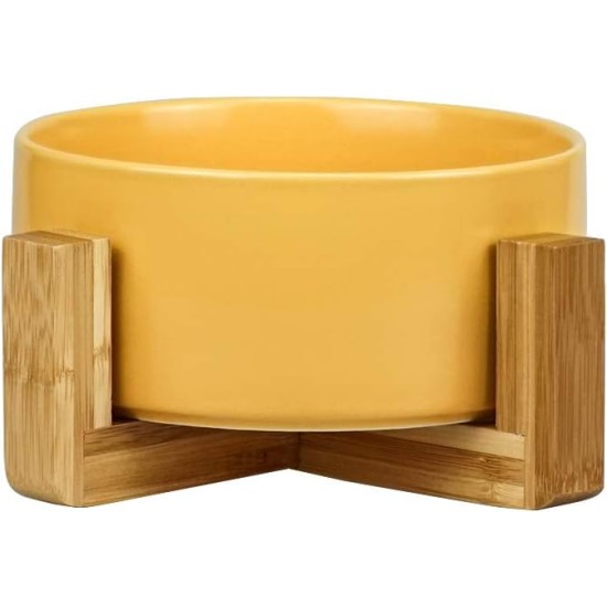 Green Ceramic Dog Bowl, Feeding Bowl for Dogs and Cats with Solid Wood Stand (Pack of 2) Green Ceramic Dog Bowl, Feeding Bowl for Dogs and Cats with Solid Wood Stand (Pack of 2)