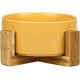 Green Ceramic Dog Bowl, Feeding Bowl for Dogs and Cats with Solid Wood Stand (Pack of 2) Green Ceramic Dog Bowl, Feeding Bowl for Dogs and Cats with Solid Wood Stand (Pack of 2)