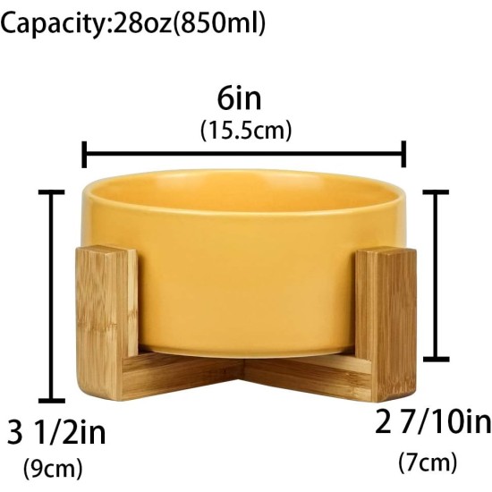 Green Ceramic Dog Bowl, Feeding Bowl for Dogs and Cats with Solid Wood Stand (Pack of 2) Green Ceramic Dog Bowl, Feeding Bowl for Dogs and Cats with Solid Wood Stand (Pack of 2)