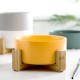 Green Ceramic Dog Bowl, Feeding Bowl for Dogs and Cats with Solid Wood Stand (Pack of 2) Green Ceramic Dog Bowl, Feeding Bowl for Dogs and Cats with Solid Wood Stand (Pack of 2)