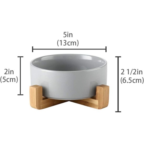 Green Ceramic Dog Bowl, Feeding Bowl for Dogs and Cats with Solid Wood Stand (Pack of 2) Green Ceramic Dog Bowl, Feeding Bowl for Dogs and Cats with Solid Wood Stand (Pack of 2)