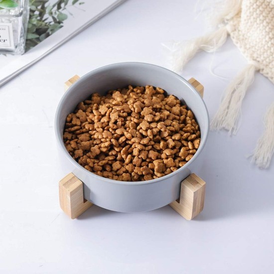 Green Ceramic Dog Bowl, Feeding Bowl for Dogs and Cats with Solid Wood Stand (Pack of 2) Green Ceramic Dog Bowl, Feeding Bowl for Dogs and Cats with Solid Wood Stand (Pack of 2)
