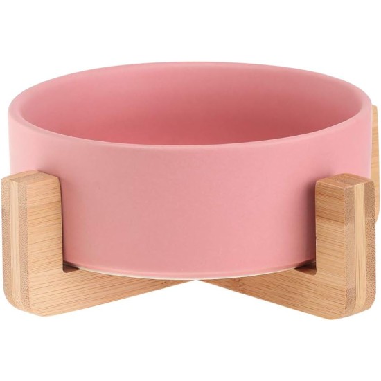 Green Ceramic Dog Bowl, Feeding Bowl for Dogs and Cats with Solid Wood Stand (Pack of 2) Green Ceramic Dog Bowl, Feeding Bowl for Dogs and Cats with Solid Wood Stand (Pack of 2)