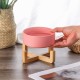 Green Ceramic Dog Bowl, Feeding Bowl for Dogs and Cats with Solid Wood Stand (Pack of 2) Green Ceramic Dog Bowl, Feeding Bowl for Dogs and Cats with Solid Wood Stand (Pack of 2)