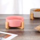 Green Ceramic Dog Bowl, Feeding Bowl for Dogs and Cats with Solid Wood Stand (Pack of 2) Green Ceramic Dog Bowl, Feeding Bowl for Dogs and Cats with Solid Wood Stand (Pack of 2)