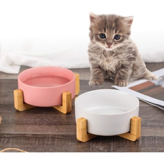 Green Ceramic Dog Bowl, Feeding Bowl for Dogs and Cats with Solid Wood Stand (Pack of 2) Green Ceramic Dog Bowl, Feeding Bowl for Dogs and Cats with Solid Wood Stand (Pack of 2)