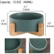 Green Ceramic Dog Bowl, Feeding Bowl for Dogs and Cats with Solid Wood Stand (Pack of 2) Green Ceramic Dog Bowl, Feeding Bowl for Dogs and Cats with Solid Wood Stand (Pack of 2)