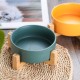 Green Ceramic Dog Bowl, Feeding Bowl for Dogs and Cats with Solid Wood Stand (Pack of 2) Green Ceramic Dog Bowl, Feeding Bowl for Dogs and Cats with Solid Wood Stand (Pack of 2)