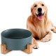 Green Ceramic Dog Feeding Bowl with Bamboo Stand, Non-Slip, Non-Spill Dog Bowl and Water Bowl, Extra Large Capacity, Pet Feeding Bowl, 1800 ml, Heavy Dog Bowl for Large Dogs