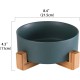 Green Ceramic Dog Feeding Bowl with Bamboo Stand, Non-Slip, Non-Spill Dog Bowl and Water Bowl, Extra Large Capacity, Pet Feeding Bowl, 1800 ml, Heavy Dog Bowl for Large Dogs