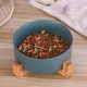 Green Ceramic Dog Feeding Bowl with Bamboo Stand, Non-Slip, Non-Spill Dog Bowl and Water Bowl, Extra Large Capacity, Pet Feeding Bowl, 1800 ml, Heavy Dog Bowl for Large Dogs