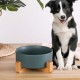 Green Ceramic Dog Feeding Bowl with Bamboo Stand, Non-Slip, Non-Spill Dog Bowl and Water Bowl, Extra Large Capacity, Pet Feeding Bowl, 1800 ml, Heavy Dog Bowl for Large Dogs