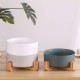 Green Ceramic Dog Feeding Bowl with Bamboo Stand, Non-Slip, Non-Spill Dog Bowl and Water Bowl, Extra Large Capacity, Pet Feeding Bowl, 1800 ml, Heavy Dog Bowl for Large Dogs