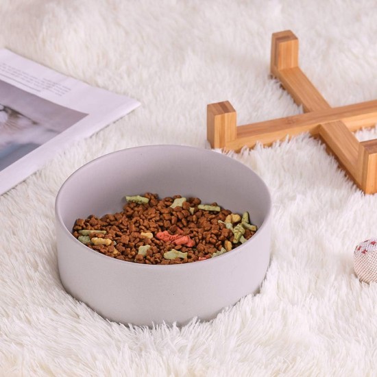 Grey Ceramic Dog Feeding Bowl with Bamboo Stand, Non-Slip, Non-Spill Dog Bowl and Water Bowl, Extra Large Capacity, Pet Feeding Bowl, 1800 ml, Heavy Dog Bowl for Large Dogs Grey Ceramic Dog Feeding Bowl with Bamboo Stand, Non-Slip, Non-Spill Dog Bowl and Water Bowl, Extra Large Capacity, Pet Feeding Bowl, 1800 ml, Heavy Dog Bowl for Large Dogs