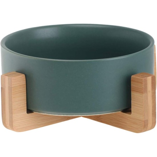 HCHLQLZ Green Ceramic Dog Bowl, Feeding Bowl for Dogs and Cats with Solid Wood Stand HCHLQLZ Green Ceramic Dog Bowl, Feeding Bowl for Dogs and Cats with Solid Wood Stand