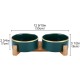 HCHLQLZ Green Phnom Penh Ceramic Dog Bowl Feeding Bowl for Dogs Cats with Solid Wood Stand (Pack of 2) HCHLQLZ Green Phnom Penh Ceramic Dog Bowl Feeding Bowl for Dogs Cats with Solid Wood Stand (Pack of 2)