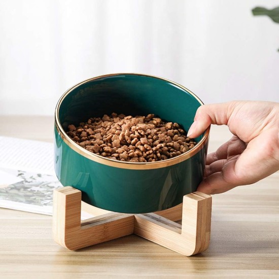 HCHLQLZ Green Phnom Penh Ceramic Dog Bowl Feeding Bowl for Dogs Cats with Solid Wood Stand (Pack of 2) HCHLQLZ Green Phnom Penh Ceramic Dog Bowl Feeding Bowl for Dogs Cats with Solid Wood Stand (Pack of 2)