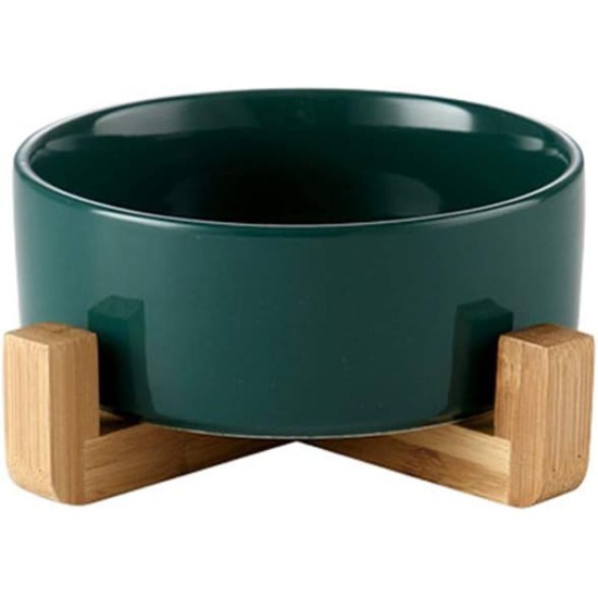 HCHLQLZ Green Phnom Penh Ceramic Dog Bowl Feeding Bowl for Dogs Cats with Solid Wood Stand (Pack of 2) HCHLQLZ Green Phnom Penh Ceramic Dog Bowl Feeding Bowl for Dogs Cats with Solid Wood Stand (Pack of 2)