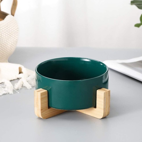 HCHLQLZ Green Phnom Penh Ceramic Dog Bowl Feeding Bowl for Dogs Cats with Solid Wood Stand (Pack of 2) HCHLQLZ Green Phnom Penh Ceramic Dog Bowl Feeding Bowl for Dogs Cats with Solid Wood Stand (Pack of 2)