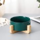 HCHLQLZ Green Phnom Penh Ceramic Dog Bowl Feeding Bowl for Dogs Cats with Solid Wood Stand (Pack of 2) HCHLQLZ Green Phnom Penh Ceramic Dog Bowl Feeding Bowl for Dogs Cats with Solid Wood Stand (Pack of 2)
