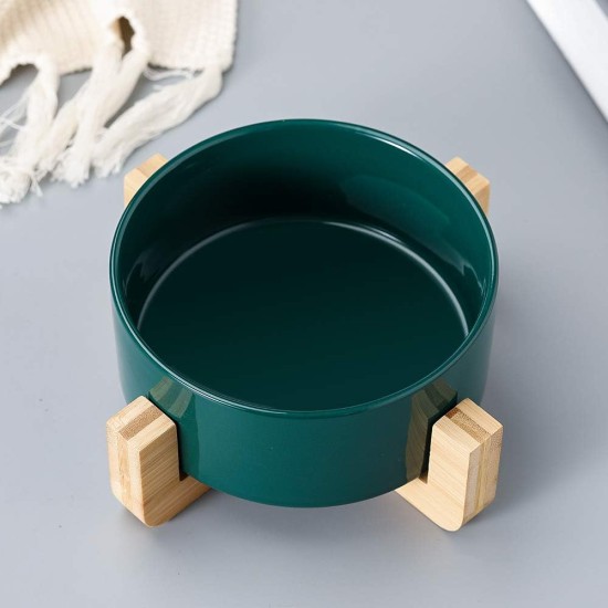 HCHLQLZ Green Phnom Penh Ceramic Dog Bowl Feeding Bowl for Dogs Cats with Solid Wood Stand (Pack of 2) HCHLQLZ Green Phnom Penh Ceramic Dog Bowl Feeding Bowl for Dogs Cats with Solid Wood Stand (Pack of 2)