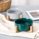 HCHLQLZ Green Phnom Penh Ceramic Dog Bowl Feeding Bowl for Dogs Cats with Solid Wood Stand (Pack of 2) HCHLQLZ Green Phnom Penh Ceramic Dog Bowl Feeding Bowl for Dogs Cats with Solid Wood Stand (Pack of 2)